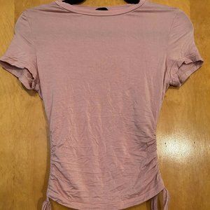 Shein Medium Pink Cinch Side Soft Tshirt
